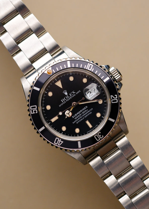 Rolex Submariner 16800 Satin Dial w/Cream Patina & Service Papers - 1986
