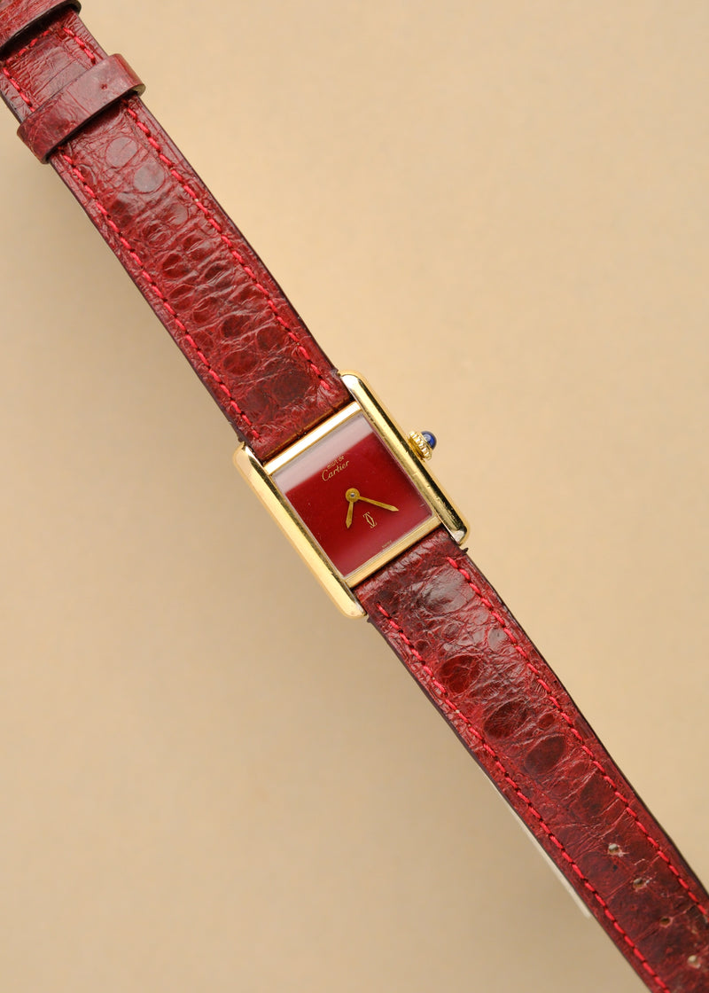 Cartier Must De Red Enamel Dial w/Pouch - 1970's