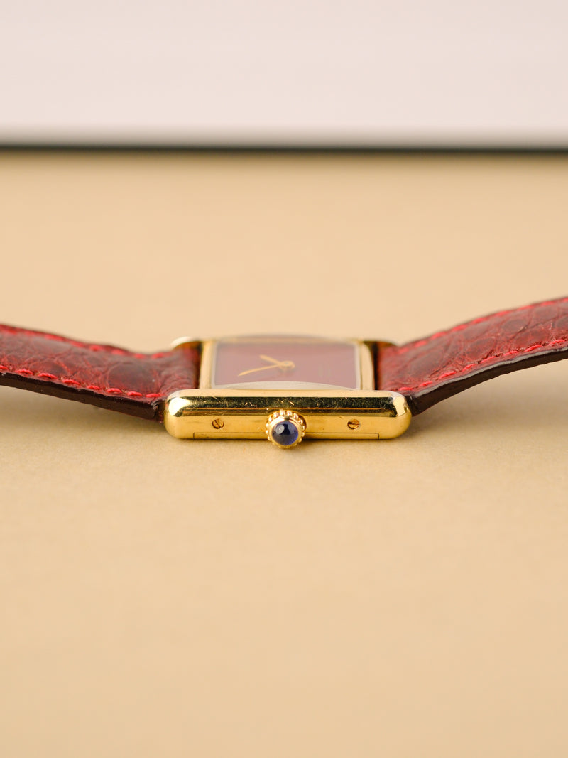 Cartier Must De Red Enamel Dial w/Pouch - 1970's