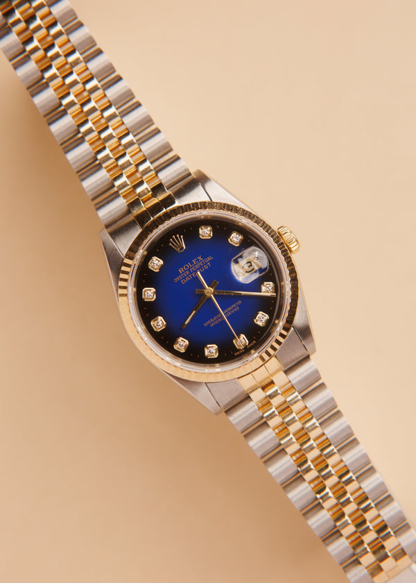 Rolex Datejust 16233 Blue Vignette Dial w/Big Diamonds - 1994