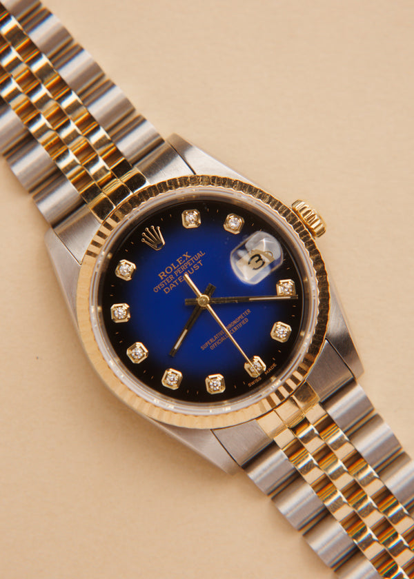 Rolex Datejust 16233 Blue Vignette Dial w/Big Diamonds - 1994