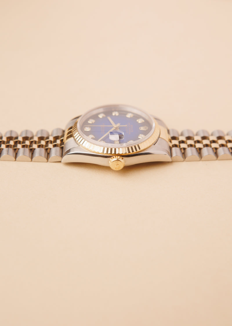 Rolex Datejust 16233 Blue Vignette Dial w/Big Diamonds - 1994