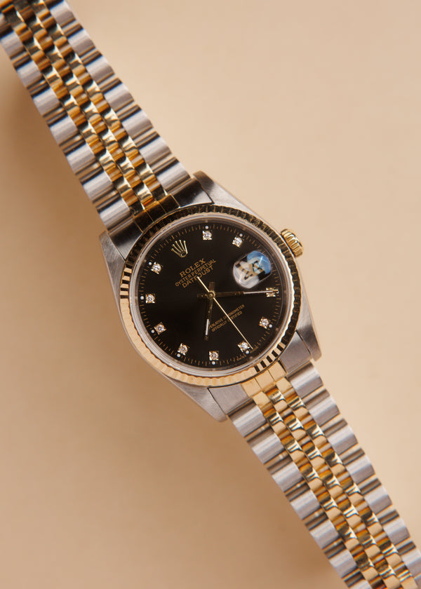 Rolex Datejust 16233 Black Diamond Dial w/Papers - 1989