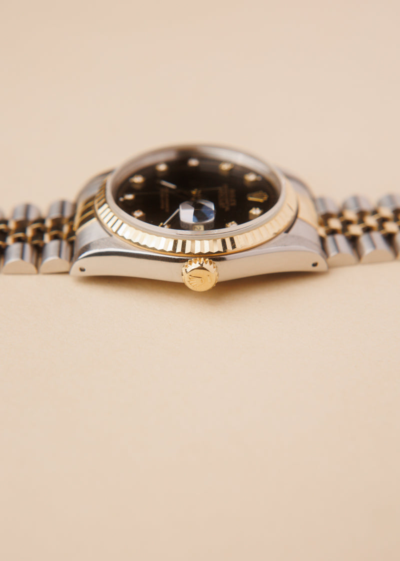 Rolex Datejust 16233 Black Diamond Dial w/Papers - 1989
