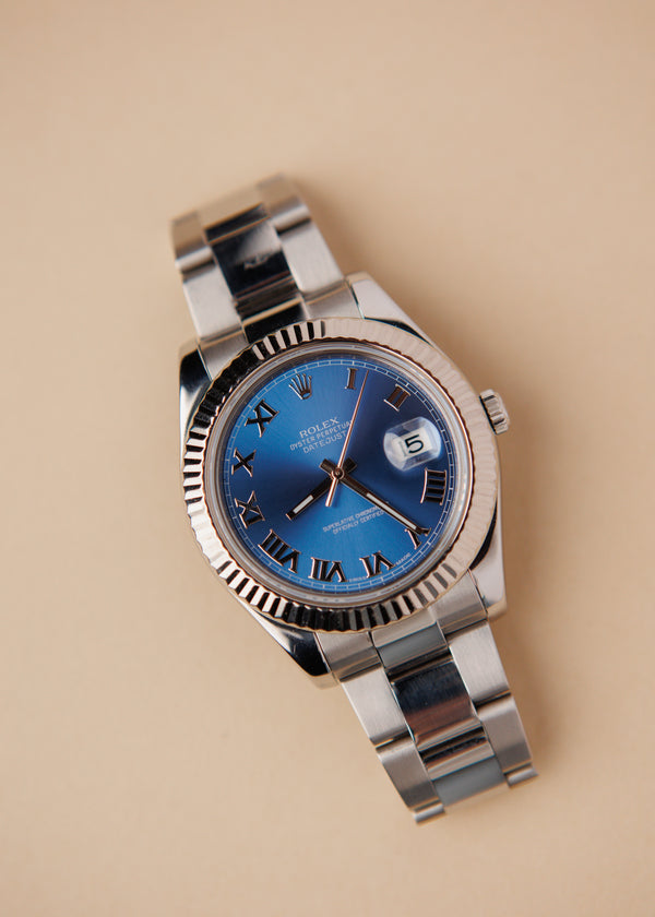 Rolex Datejust 116334 Blue Roman Dial w/Box