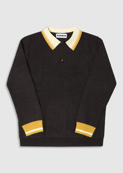 Waffle Knit Long-Sleeve Polo