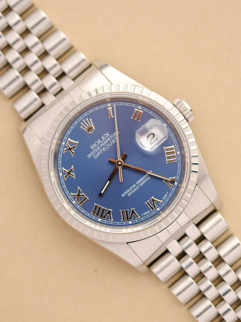 Rolex Datejust 16220 Blue Roman Dial - 1997
