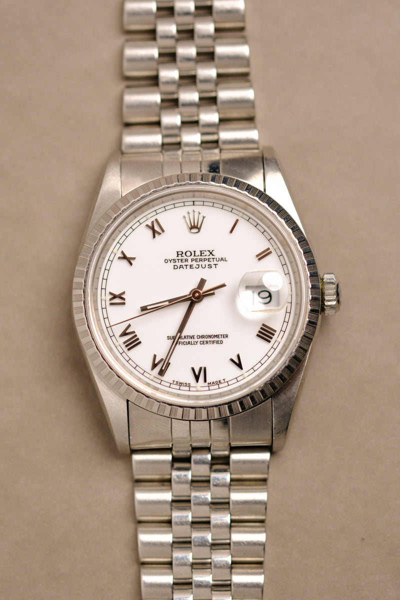 Rolex Datejust 16220 White Enamel Roman Dial - 1999