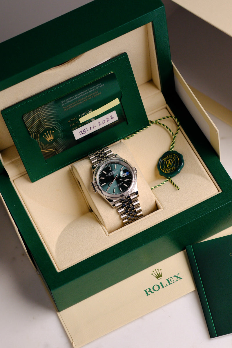 Rolex Datejust 126200 Mint Green Dial Complete - 2022