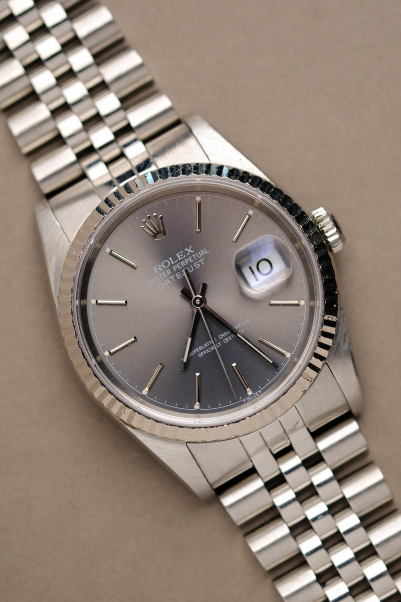 Rolex Datejust 16234 Grey 'Chapter Ring' Dial w/Box & Papers