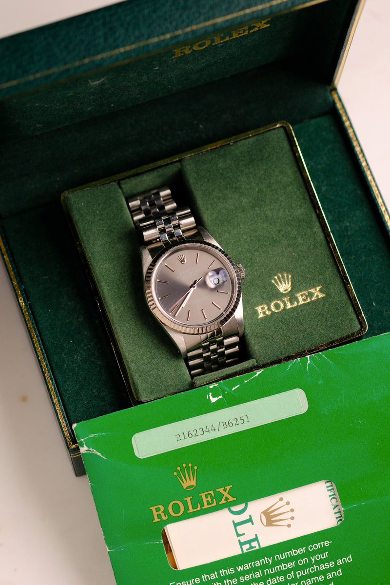 Rolex Datejust 16234 Grey 'Chapter Ring' Dial w/Box & Papers