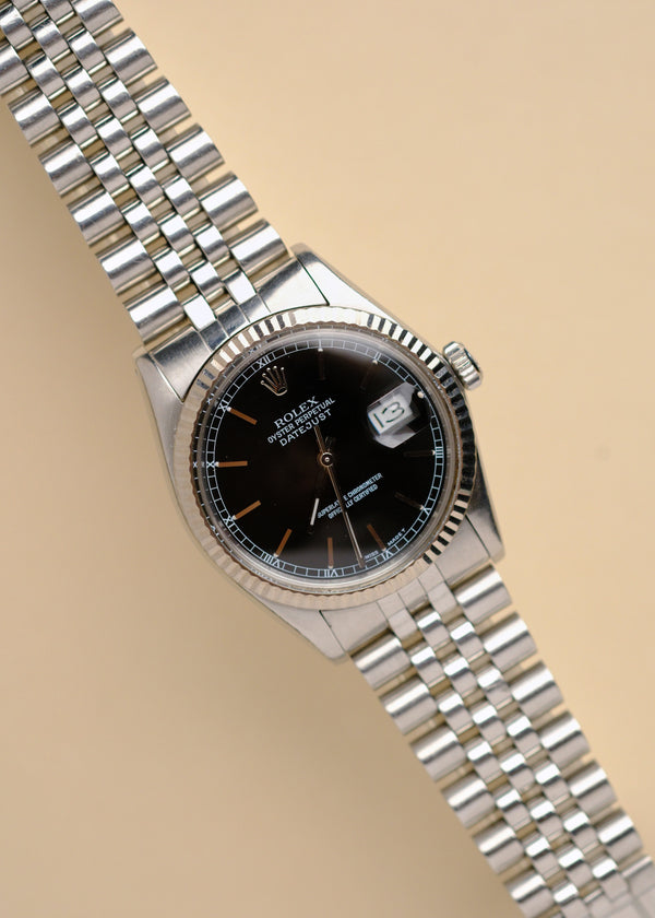 Rolex Datejust 16014 Black Glossy Dial w/Light Cream Patina - 1984