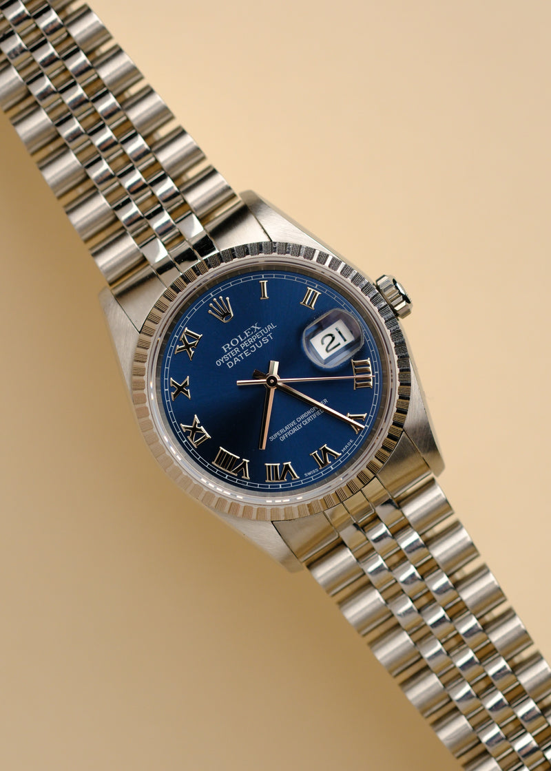 Rolex Datejust 16220 Blue Roman Dial - 1996