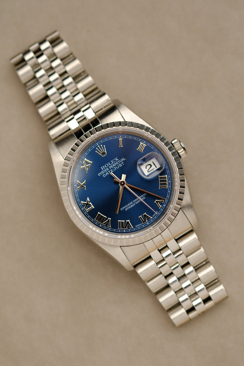 Rolex Datejust 16220 Blue Roman Dial - 1996