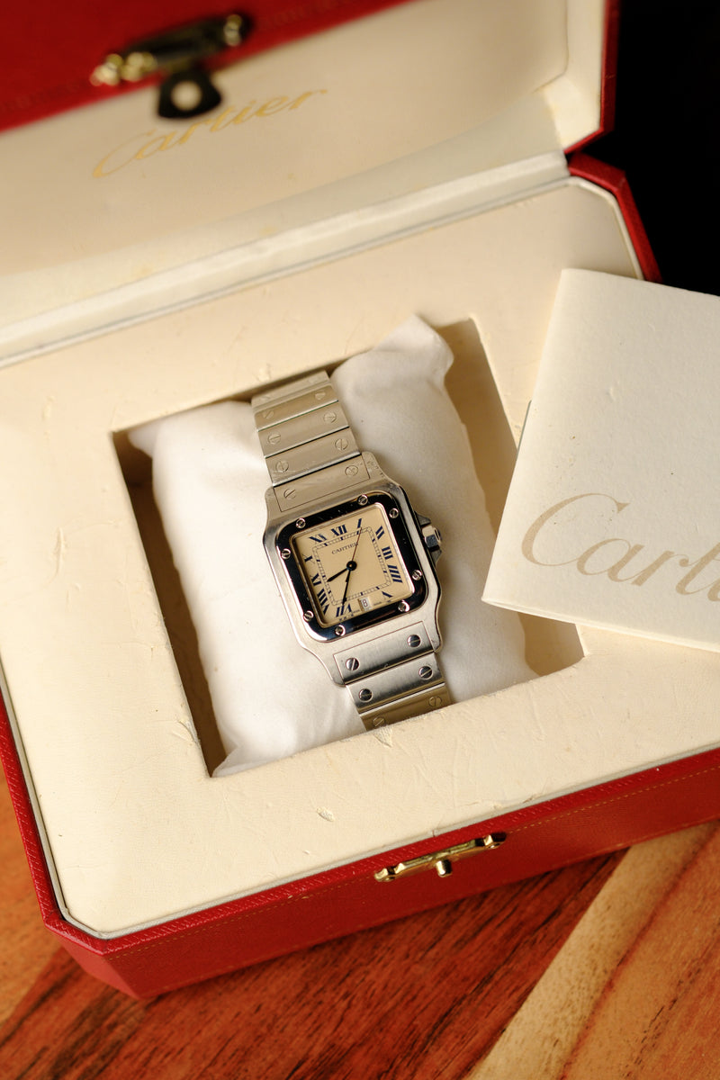 Cartier Santos Galbee Tan Dial w/Box 1990s