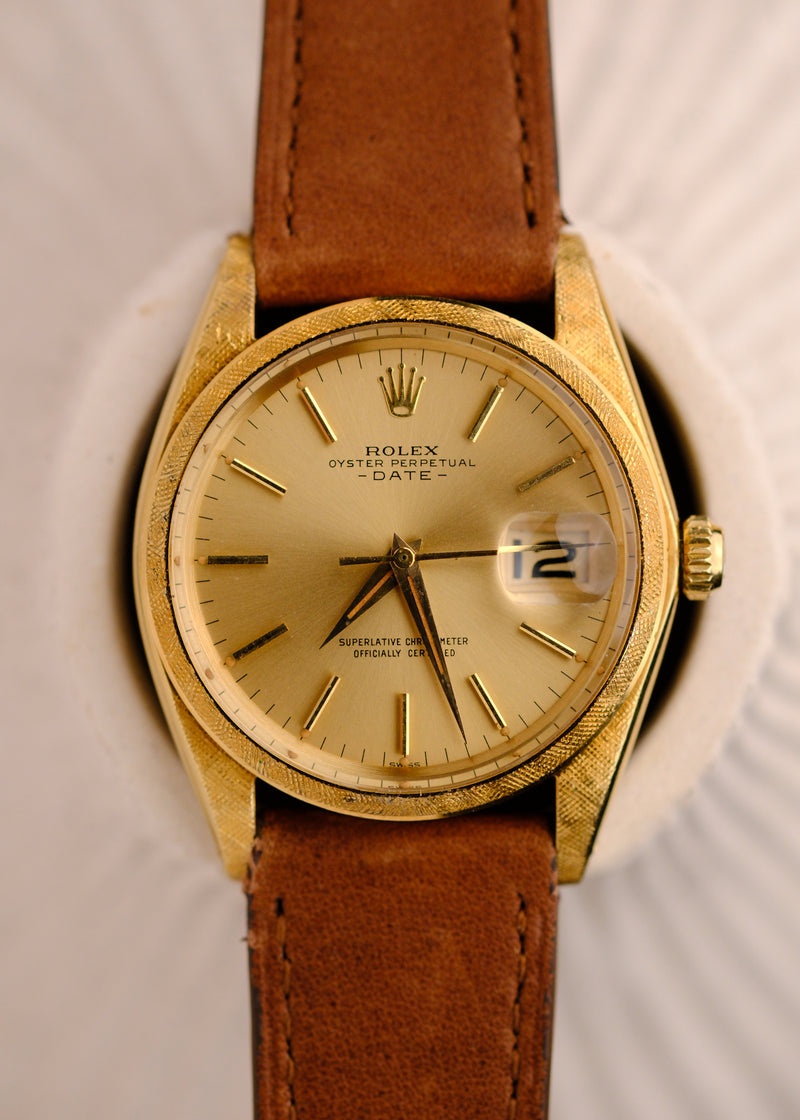 Rolex Date 1502 'Florentine Finish' 18k Gold Case - 1953