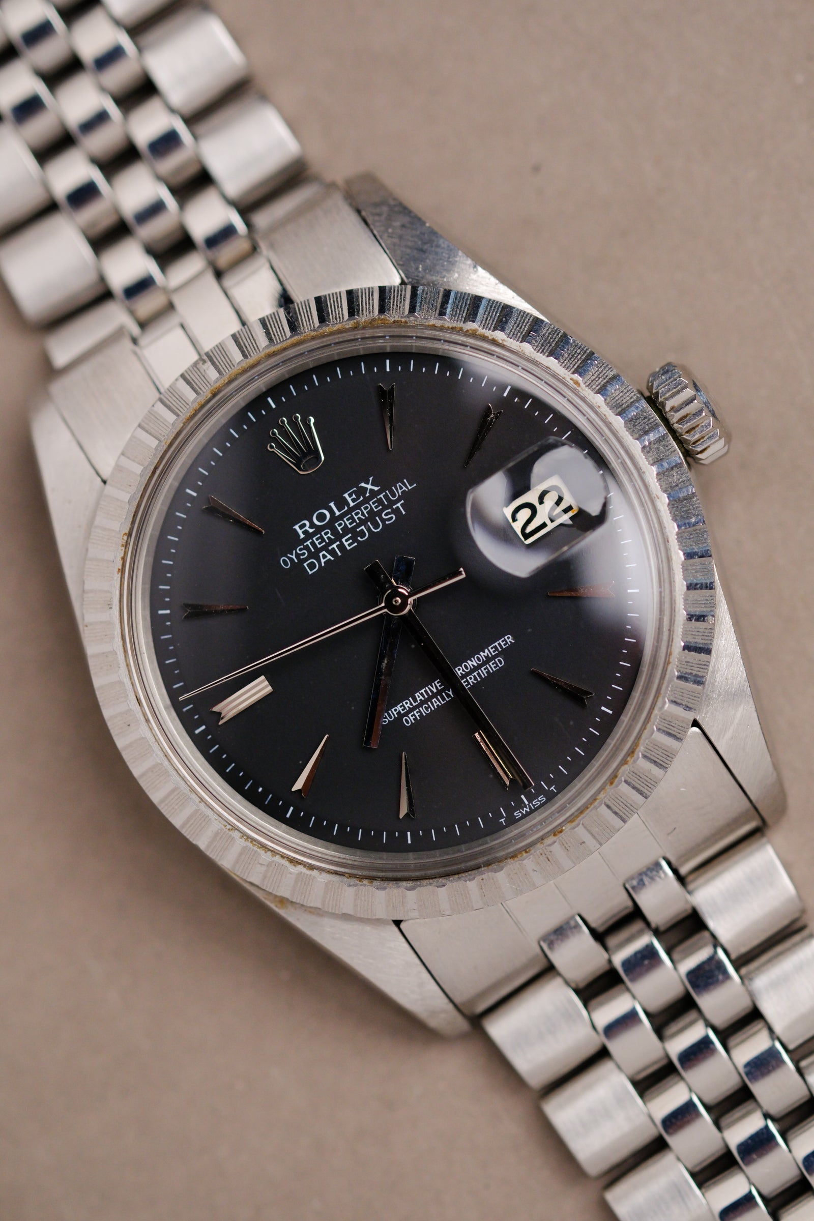 TOMBOY シルバー x ブラックグラデーション Rolex Datejust Ref. 1603 - Grey 'Sigma Wideboy'
