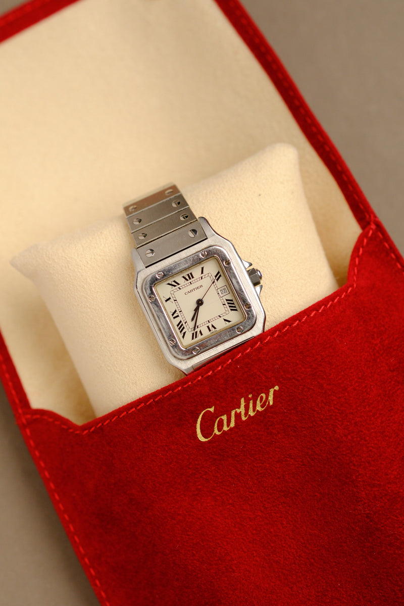 Cartier Santos Carree Automatic Tan Spider Dial w/Pouch - 1980s