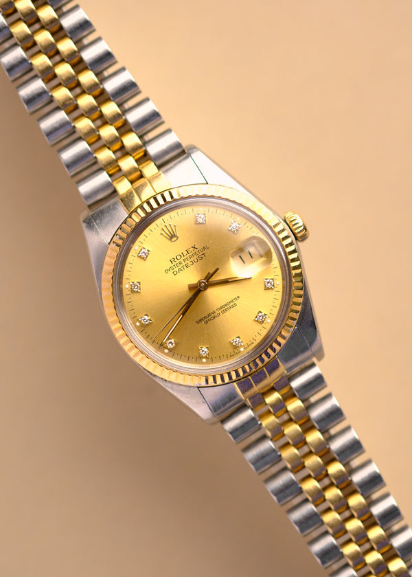 Rolex Datejust 16013 Champagne Diamond Dial - 1988