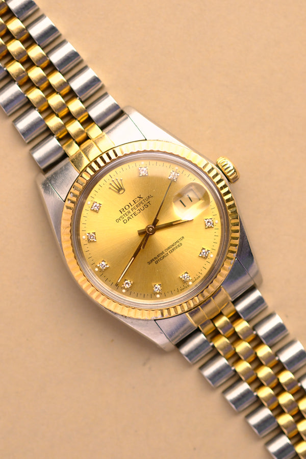 Rolex Datejust 16013 Champagne Diamond Dial - 1988