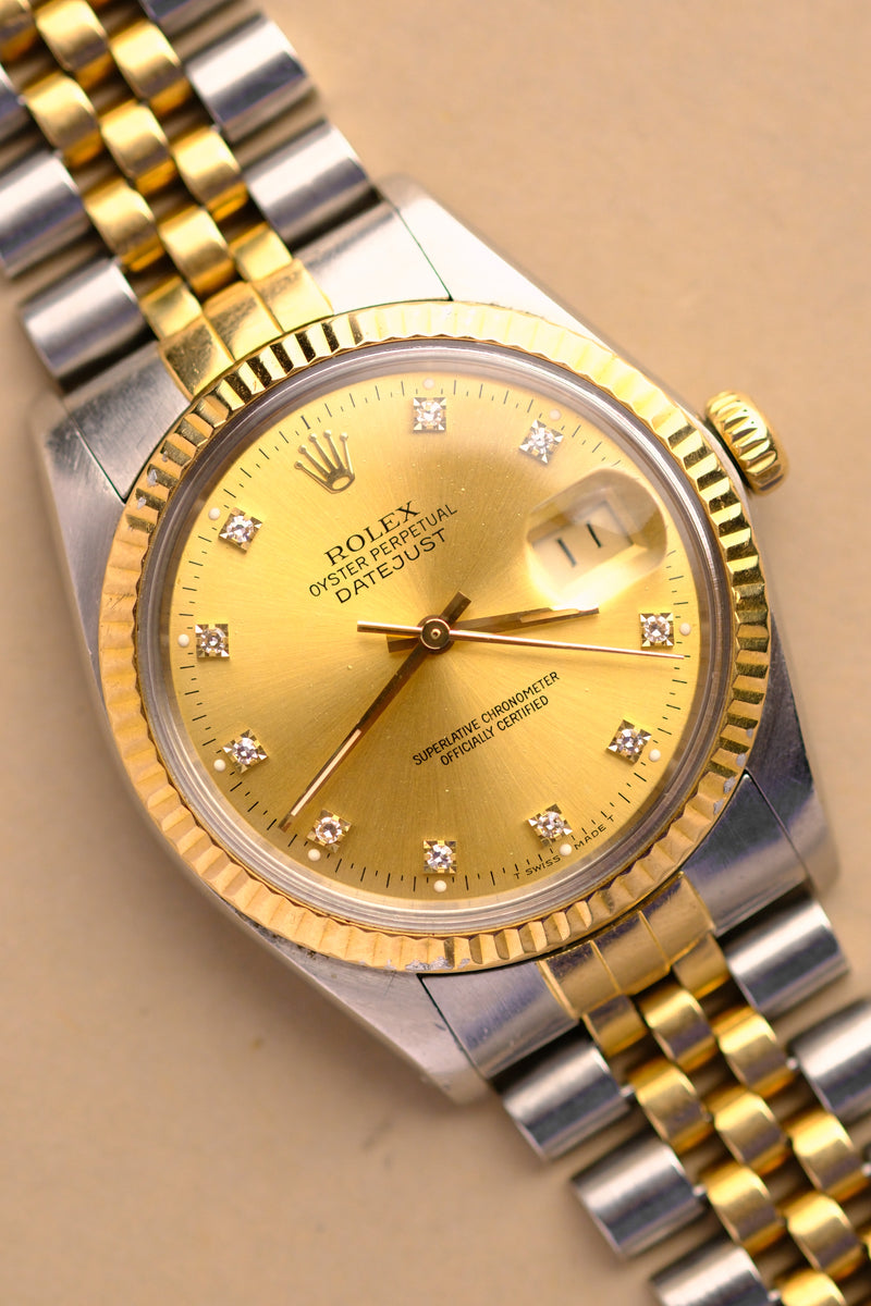 Rolex Datejust 16013 Champagne Diamond Dial - 1988