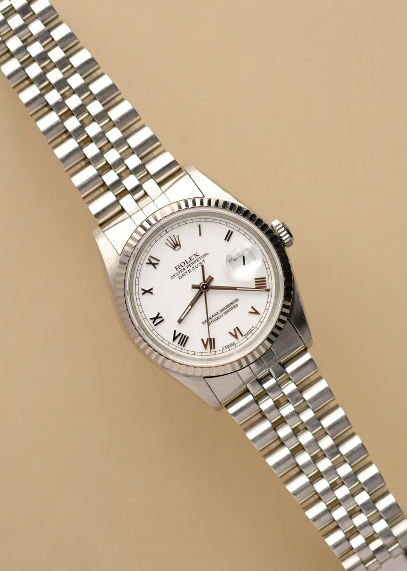 Rolex Datejust 16234 White Roman Dial - 1995