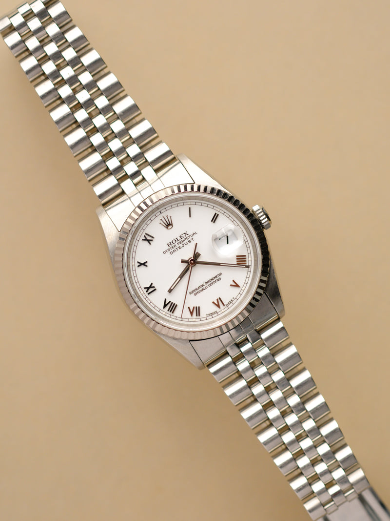 Rolex Datejust 16234 White Roman Dial - 1995