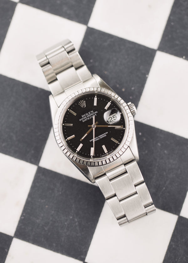 Rolex Datejust 16220 Black 'Sandy' Dial w/Papers - 1990