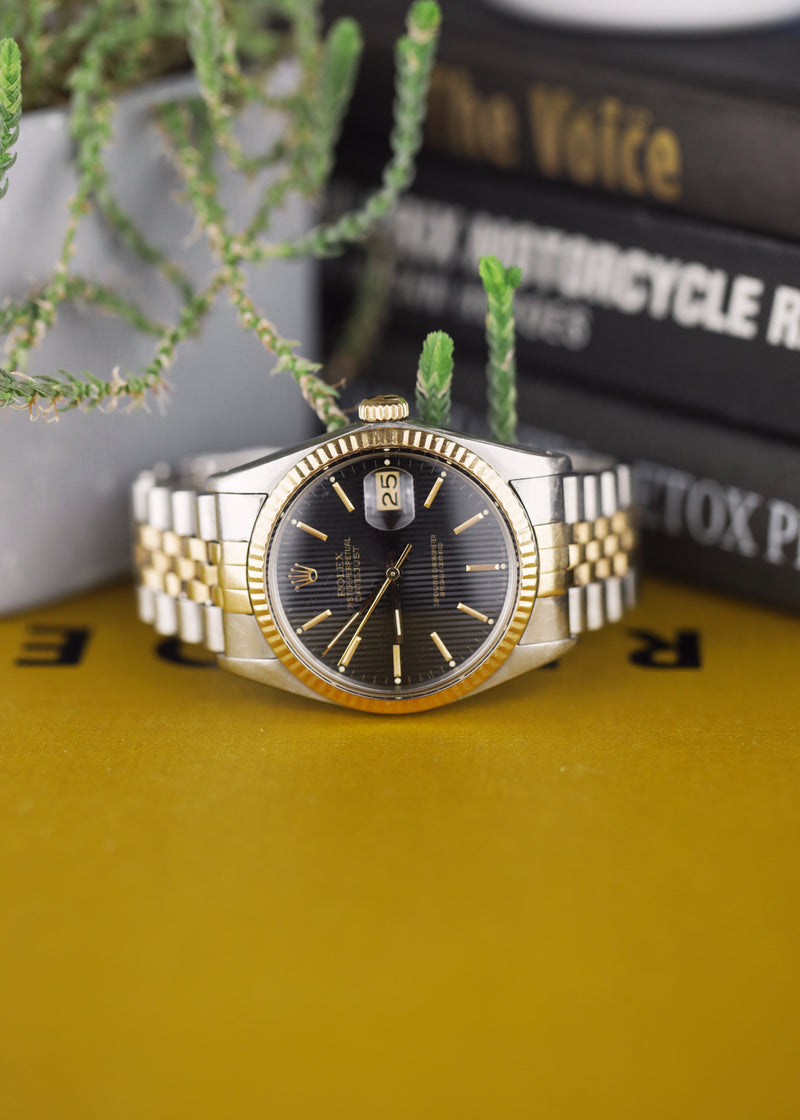 Rolex Datejust 16013 Black Tapestry Dial w/Papers - 1987