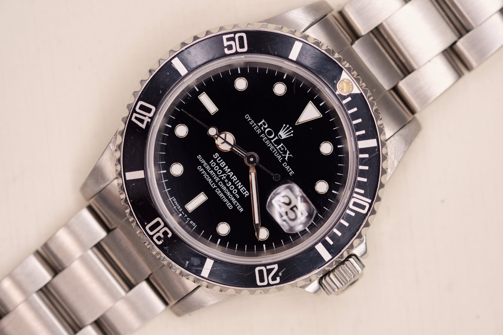 Rolex Submariner 16610 Tritium Dial Fresh Service 1996 25 Dials