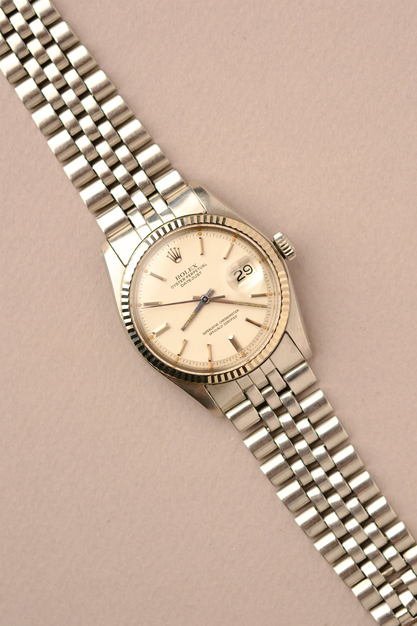 Rolex Datejust 1601 Matte White Dial w/Orange Patina - 1978 – 25 Dials