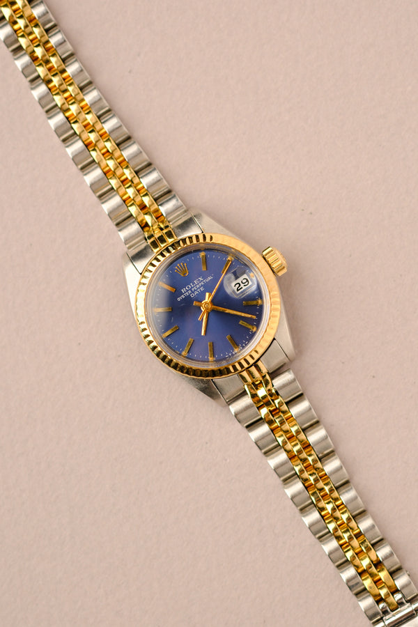 Rolex Date 69173 Blue dial w/Pumpkin Patina - 1981