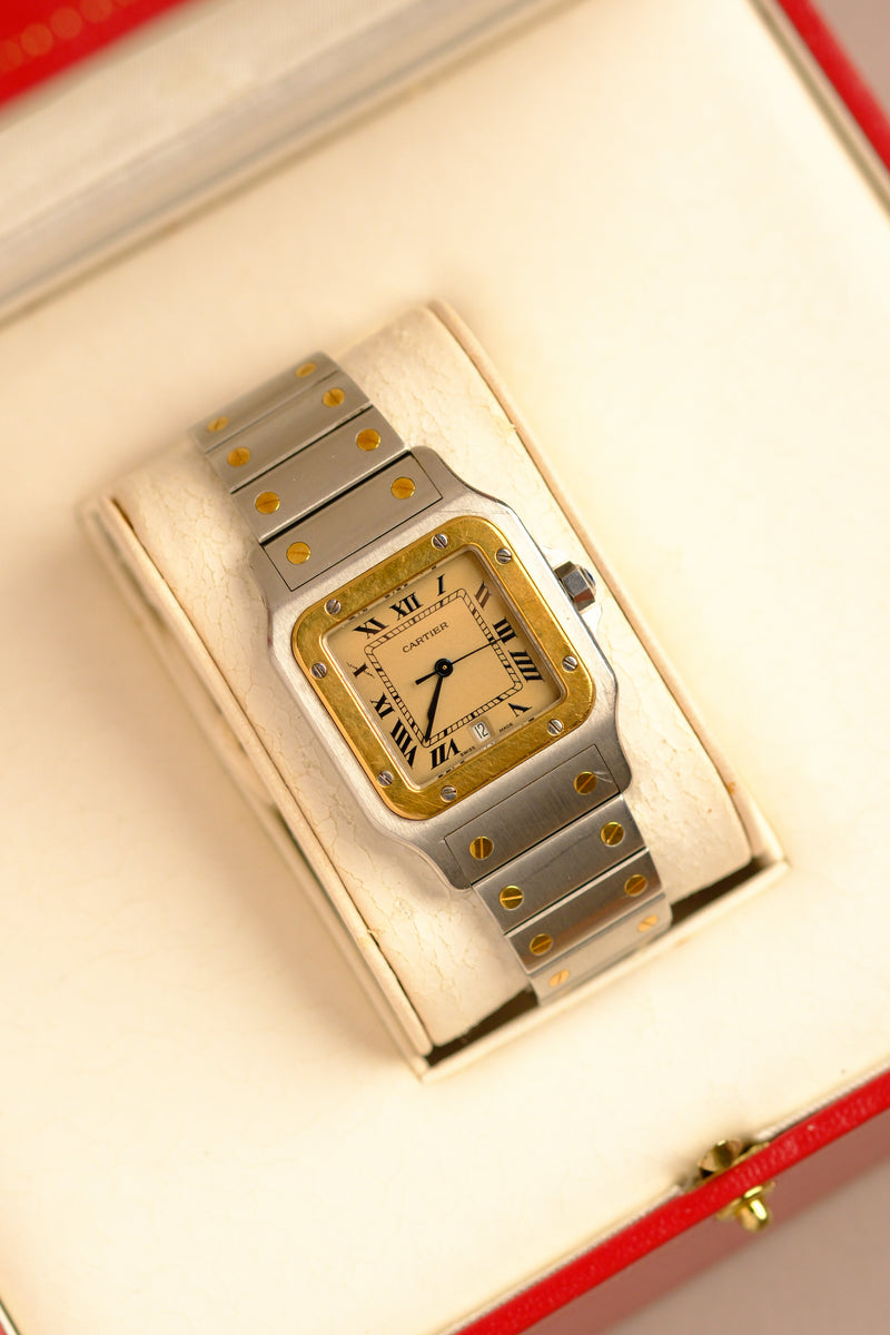 Cartier Santos Galbee Taupe Dial w/Box & Booklets - 1980's