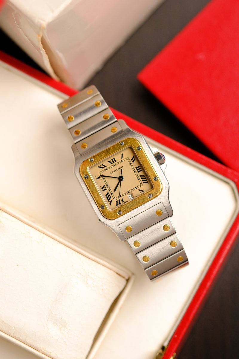 Cartier Santos Galbee Taupe Dial w/Box & Booklets - 1980's