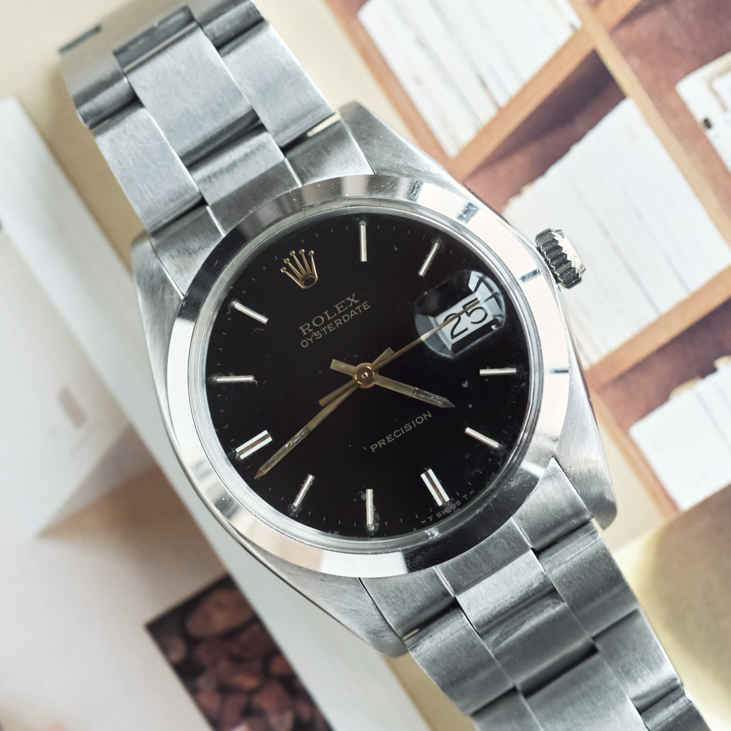 Rolex OysterDate Precision Black Dial 6694 1983 25 Dials