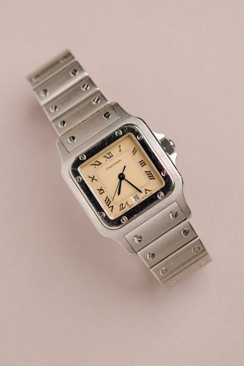 Cartier Santos Galbee Ivory Dial w/Papers & Booklets - 1990's