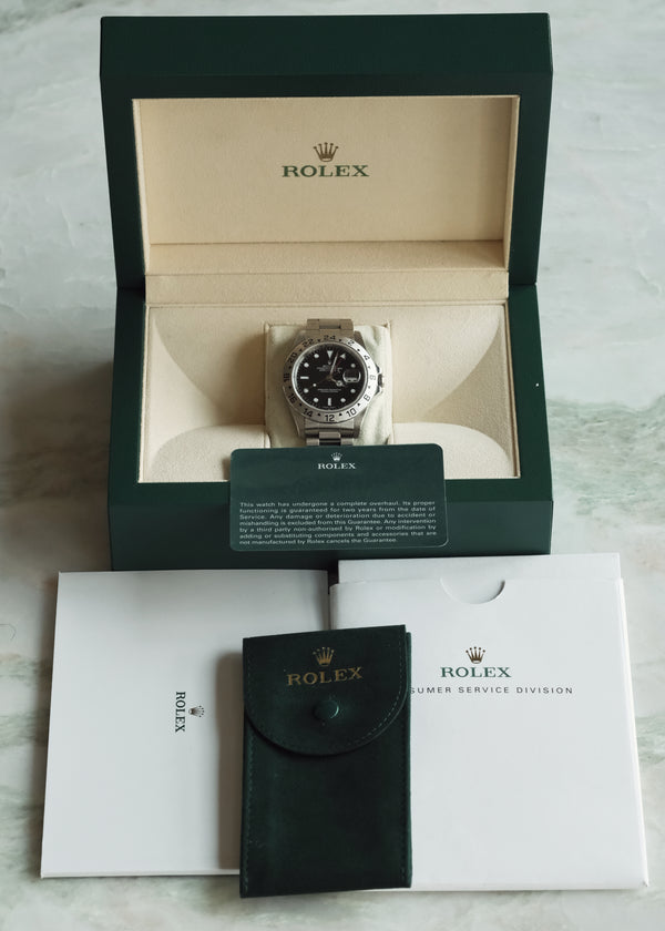 Rolex Explorer ii 16570 Black Dial Box and Booklets w/Service Card - 2000