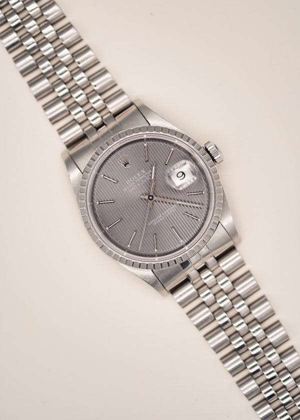 Rolex Datejust 16220 Grey Tapestry Dial w/Papers - 1993