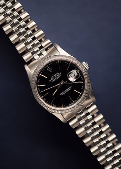 Rolex Datejust 16220 Black Sandy Dial w/Box - 1989