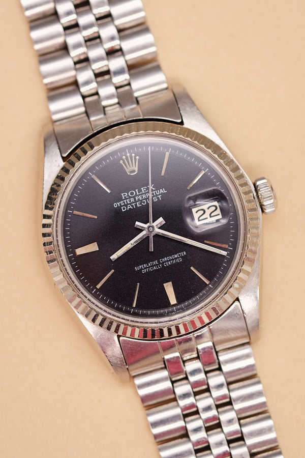 Rolex Datejust 1601 Black Matte Dial w/Doorstop Markers - 1975