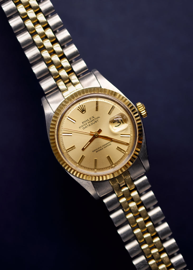 Rolex Datejust 1601 Two Tone Cream Patina Dial 1973 25 Dials