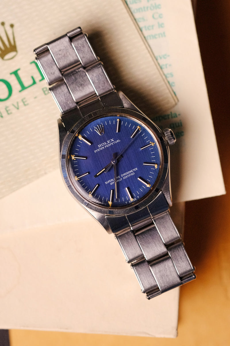 Rolex Oyster Perpetual Blue 1003 Blue Brushed Dial w/Papers - 1972