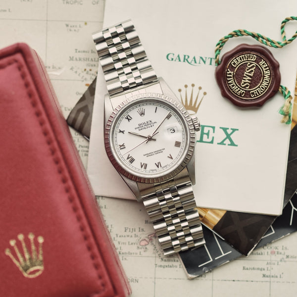 Rolex Datejust 16220 Box & Papers Roman Dial - 1991