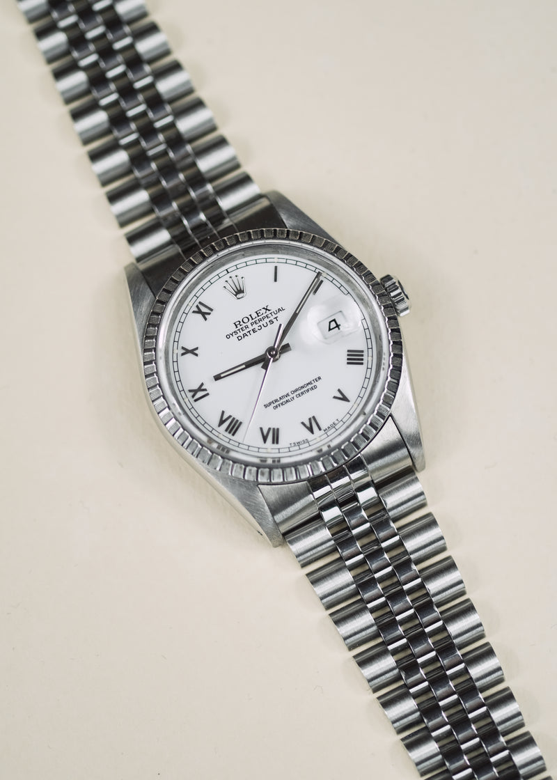 Rolex Datejust 16220 Box & Papers Roman Dial - 1991