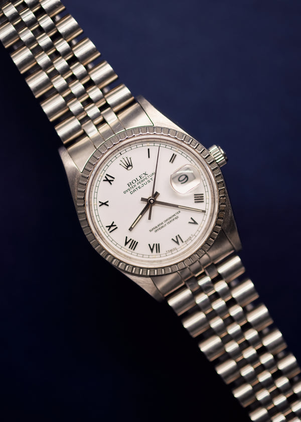 Rolex Datejust 16220 White Roman Dial - 1991