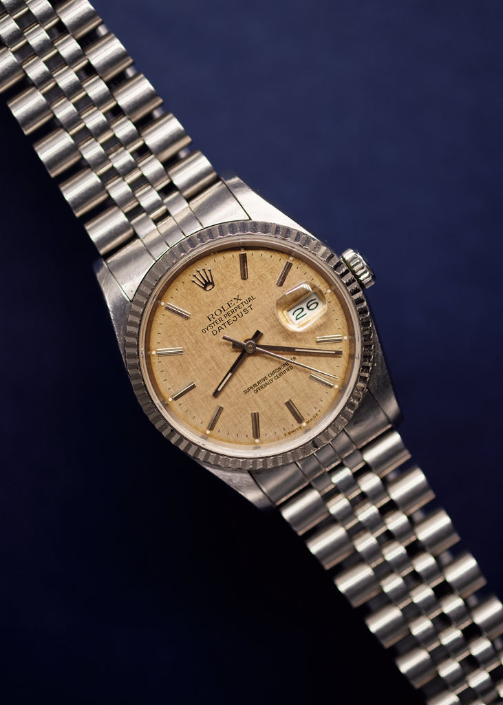 リフレックス Rolex Datejust 16234 Tropical Linen Dial Unpolished - 1991 – 25 Dials