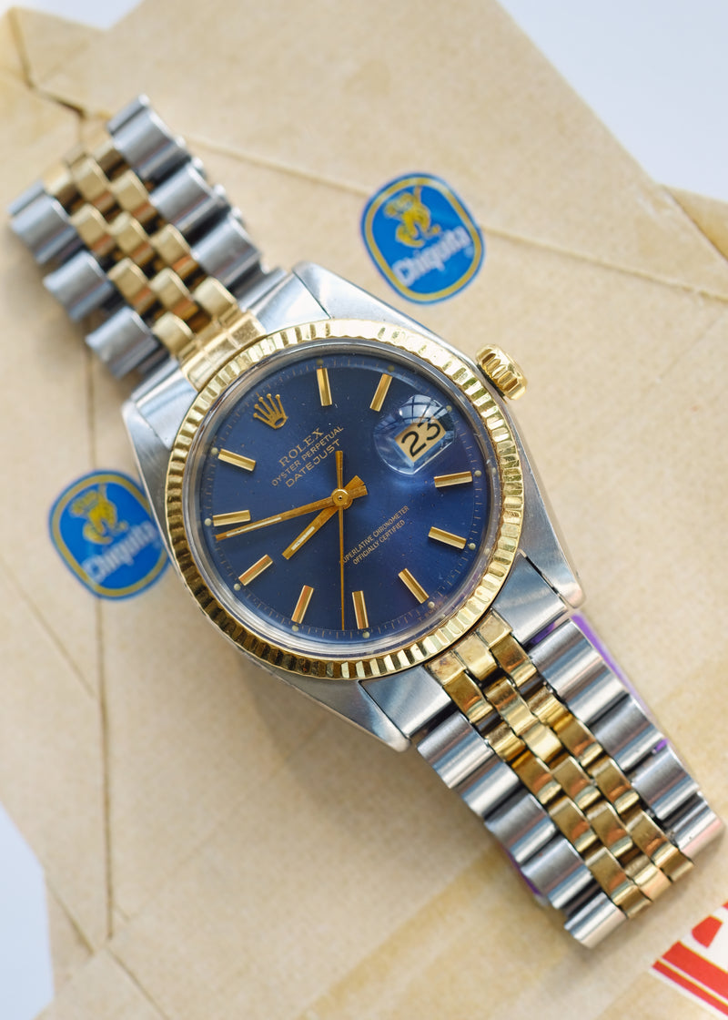 Rolex Datejust 1601 Blue Tropical Dial w/Papers - 1973