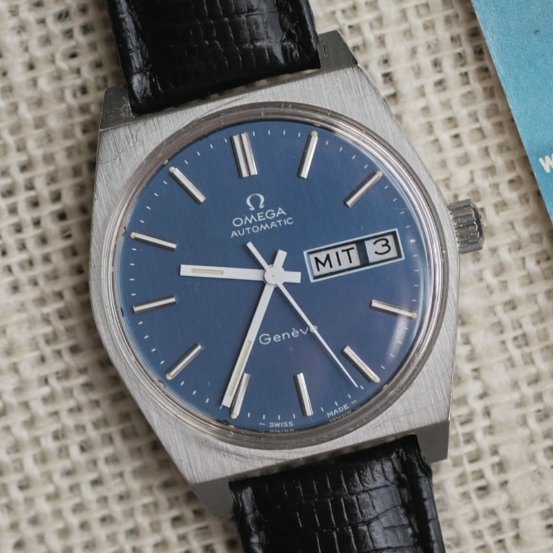 Omega geneve blue dial sale